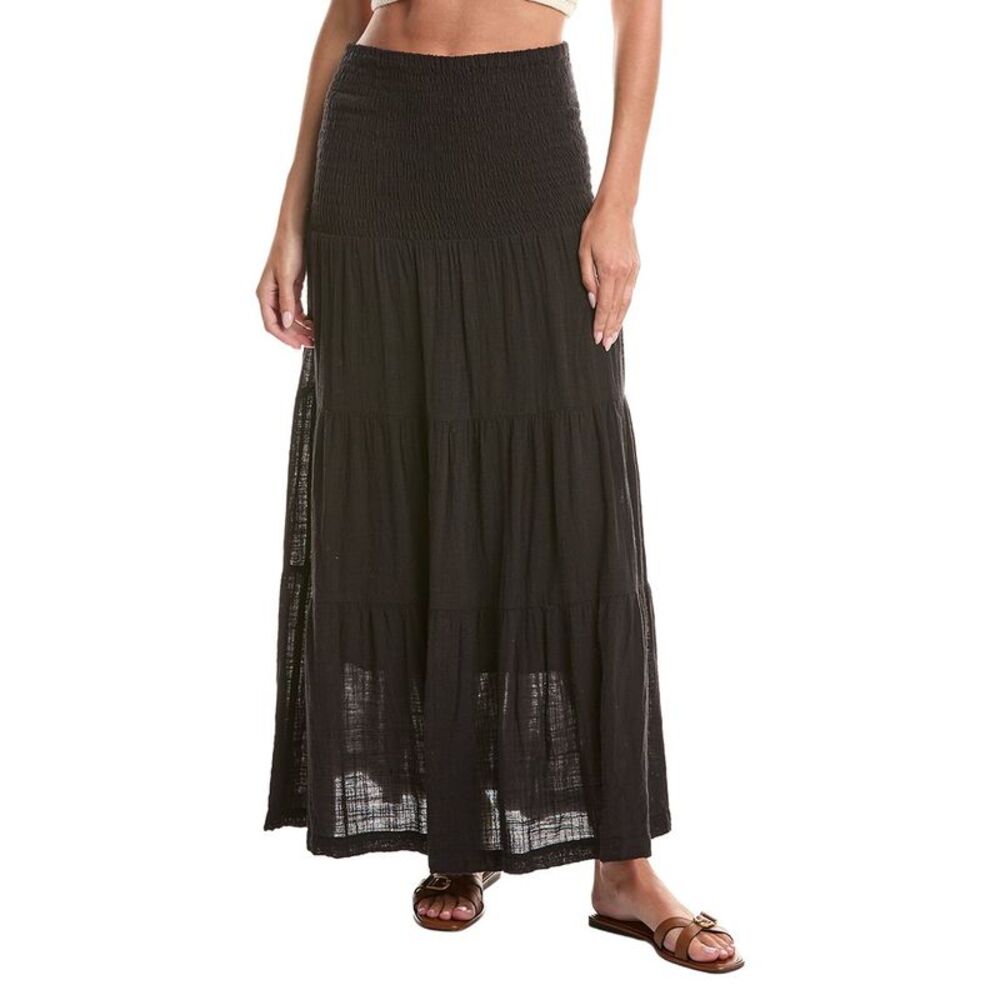 Xcvi Womens Paigene Gauze Midi Skirt, Black